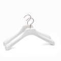 white wooden wide shoulder padded coat hanger with nickel hook